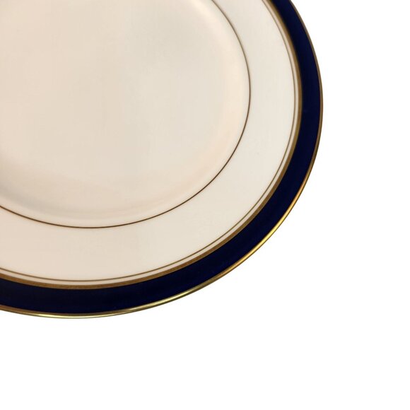 Royal Worcester Howard Bone China Salad Lunch Plate Navy Blue Gold Trim 1982 Eng - Picture 5 of 7